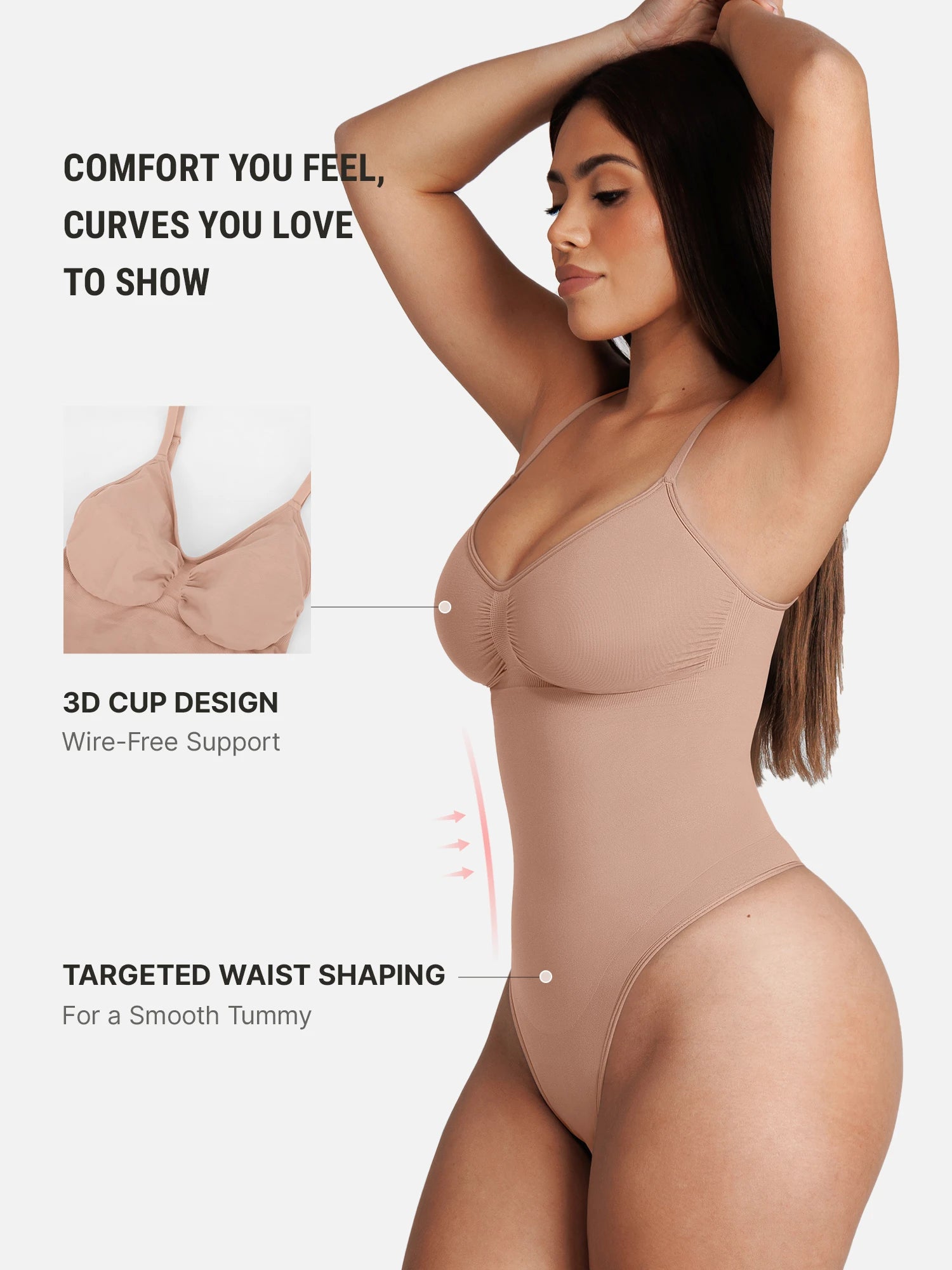 Kyra women's body sculpting seamless bodysuit belly support chest shape body shaper free bra hip lifting bodysuit