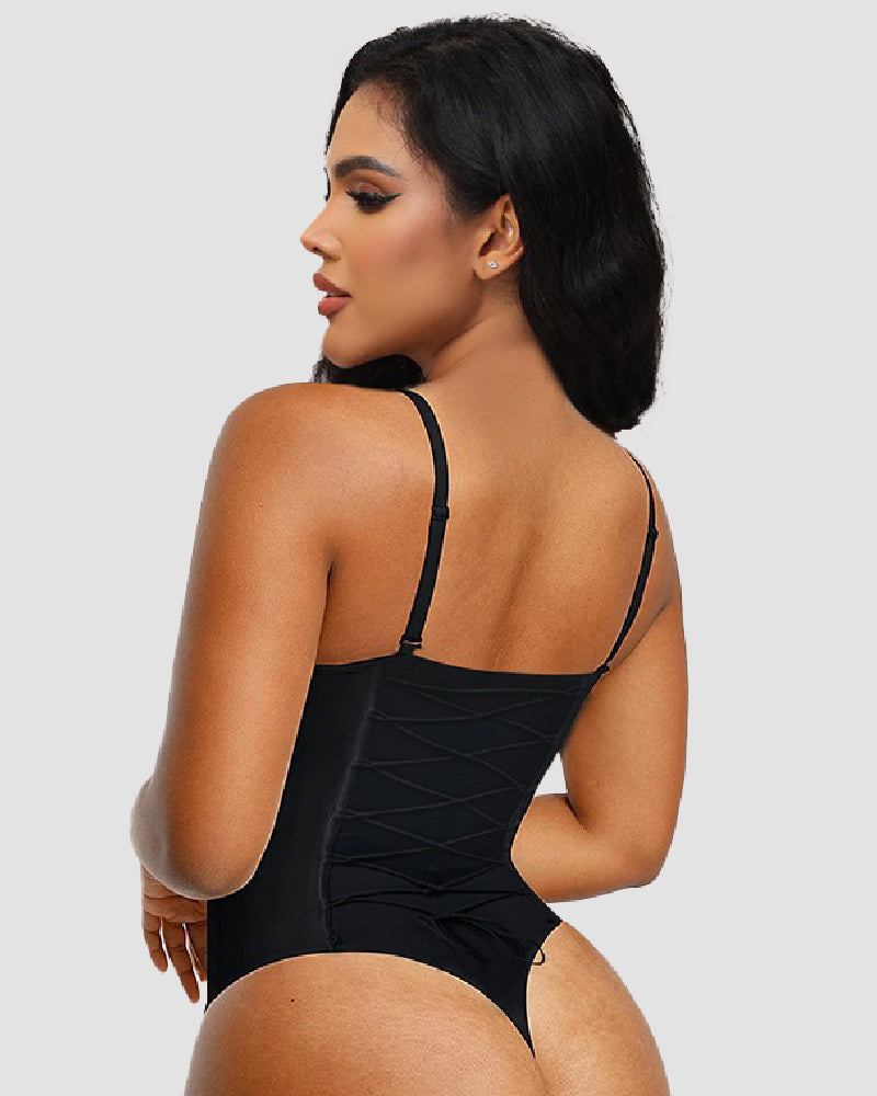 Kyra Sexy Back Lace-up Seamless Skinny Bodysuit